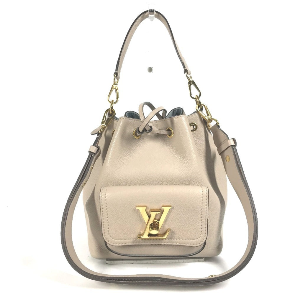 LOUIS VUITTON M57688 Lockme Bucket NV Handbag, 2-Way Drawstring Shoulder Bag, Leather, Women's, Sand Beige — Like New
