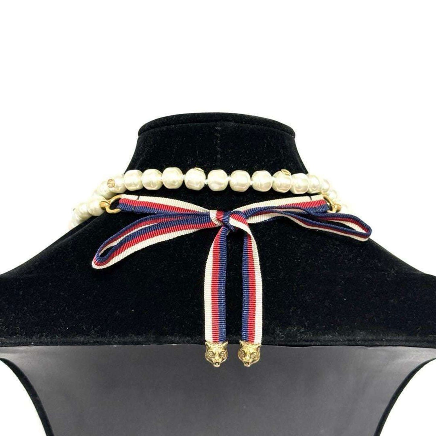 Gucci Women's Long Faux Pearl Tiger Head Necklace