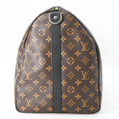 LOUIS VUITTON Louis Vuitton Boston Bag Monogram Macassar Keepall Bandouliere 55 Brown M56714 — Like New