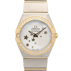 Omega Constellation Brushed Watch, 18K (Yellow Gold) Stainless Steel, Ladies', White/White Mother-of-Pearl, 123.25.24.60.05.001 — Very Good