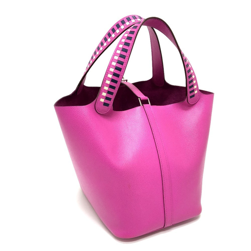 HERMES Picotin Lock MM Traceage Tote Bag Handbag Epsom Leather Women's Purple KS-240207-60 — Like New