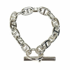 HERMES Chaine d'Ancre MM 925 Bracelet, 14 links, Silver, with Case, Made in France, Weight: 53.2g, Women's — Like New