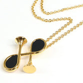 HERMES Col H Necklace Metal GP Yellow Gold 39cm Pendant Swift Leather — New - Store Return