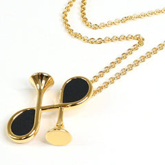 HERMES Col H Necklace Metal GP Yellow Gold 39cm Pendant Swift Leather — New - Store Return