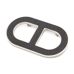 HERMES Chaine d'Ancre pin brooch, Veau Epsom leather, metal, black — Like New