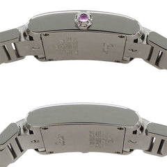 Cartier women's watch, Tank Française SM, 2006 Christmas limited edition, quartz movement, stainless steel (SS), W51031Q3, silver and pink — Good