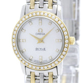 OMEGA De Ville Prestige Diamond MOP Dial 18K Gold Steel Watch 4375.75 Polished — Very Good