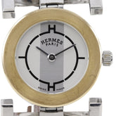Hermes HERMES Paprika Watch PA1.220 Stainless Steel x Leather 2002 □F Quartz Analog Display White Dial Ladies — Good