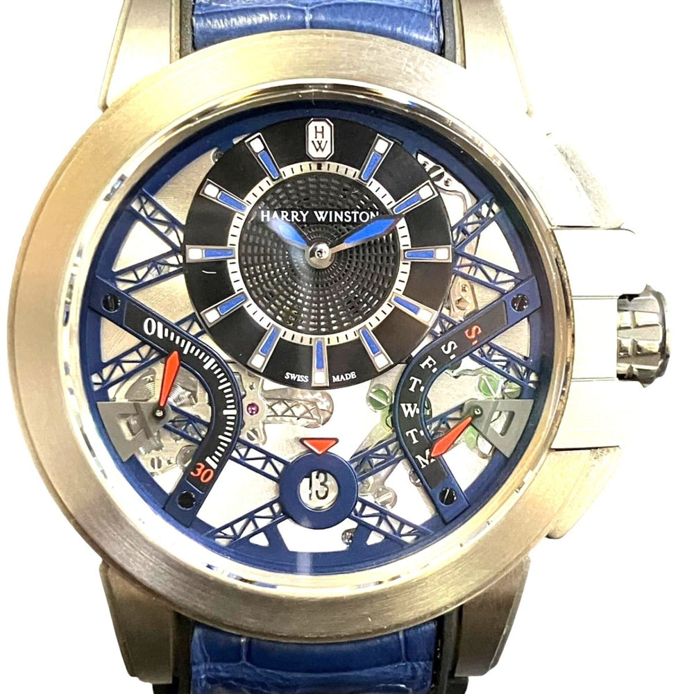 Harry Winston Ocean Project Z10, Limited Edition of 300 Pieces Worldwide, Total Weight 99.8g, Genuine Leather Strap, Automatic Movement, Silver Dial, OCEABI42ZZ001 — Very Good