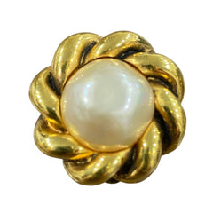 CHANEL Vintage Rope Twist Design Faux Pearl Earrings, Gold and White, Women's — Like New