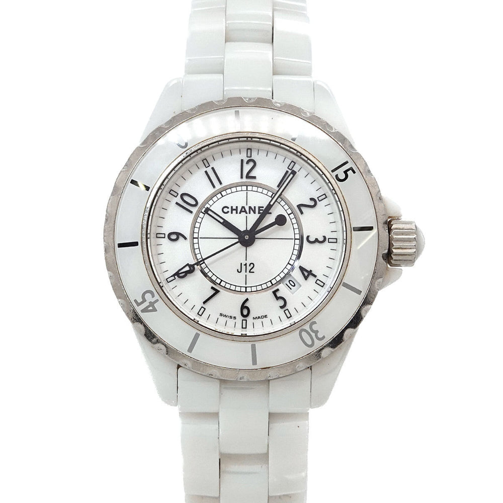 Chanel J12 33mm H0968 Women's Watch, Date Display, White Ceramic Quartz Watch — Very Good