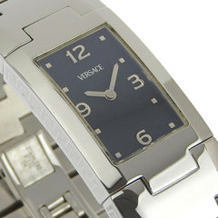 Versace stainless steel silver quartz analog display ladies black dial watch — Very Good