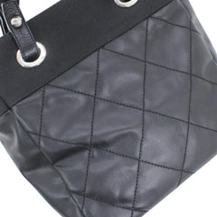 CHANEL Paris Biarritz Tote PM Black PVC Nylon Leather Bag Coco Mark A34208 T6222 — Like New