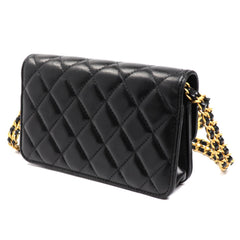 CHANEL Matelasse Flap Phone Holder Shoulder Bag, Black, AP3106, Women's — Like New