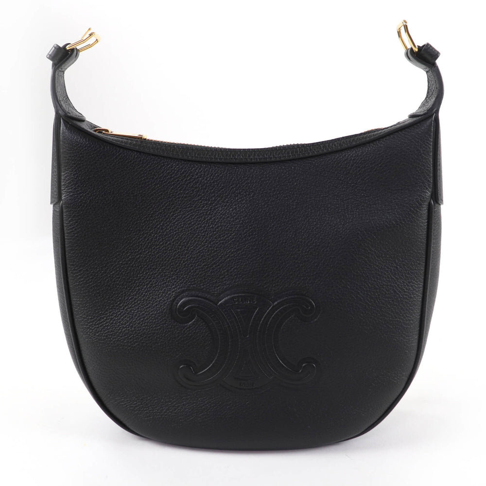 CELINE 11725 Cuir Triomphe Eloise Small Leather 2-Way Handbag/Shoulder Bag, Black, with Dust Made in Italy, Women's — Like New