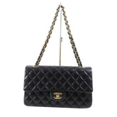 CHANEL A01112 Matelassé 25 Lambskin Shoulder Bag, Random Serial Number, Double Flap, Chain, Black with Gold Hardware, Comes Box and Dust Made in France, Women's — Like New