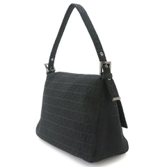 Fendi Zucchino Mamma Baguette Shoulder Handbag, Canvas, Black, 8BR001, Silver Hardware — Like New