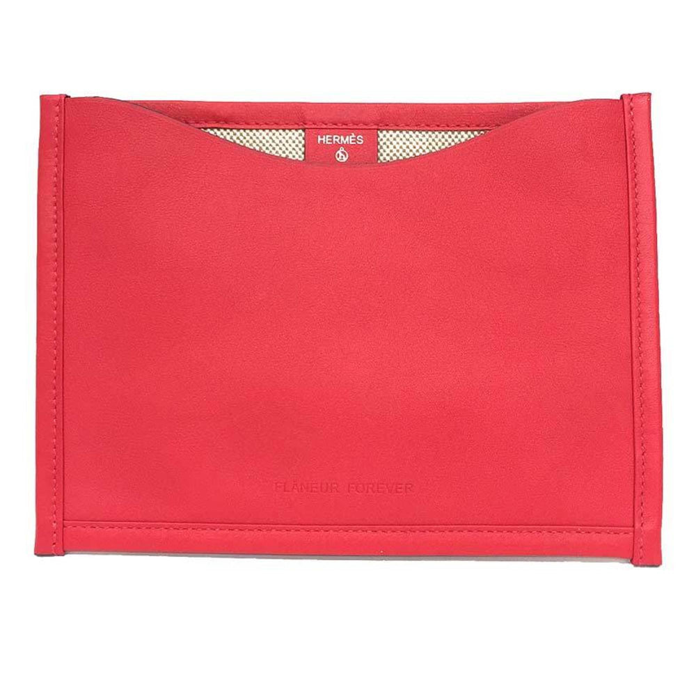 Hermes Petit H Pouch, Flat Pass Case, Multi-case, Card Leather, Swift Canvas, Toile H, Framboise, Flaneur Forever — Like New