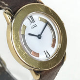 CARTIER 1801 Mastrond Vermeil Watch SV925 Leather Strap Women's Gold E-210908-30 — Good