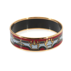 Hermes MM Email Bangle Bracelet, Red Multicolor Gold — Like New