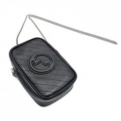 Gucci GG Blondie Chain Shoulder Bag for Women, Small Size, Leather, Black, Silver Hardware, 760315 — Like New