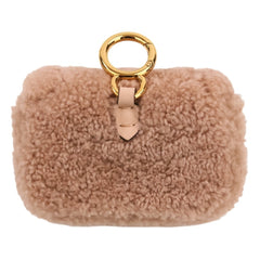 FENDI Nano Baguette Fur Charm Mini Shoulder Bag 7AR844 Pink Beige Women's — Like New