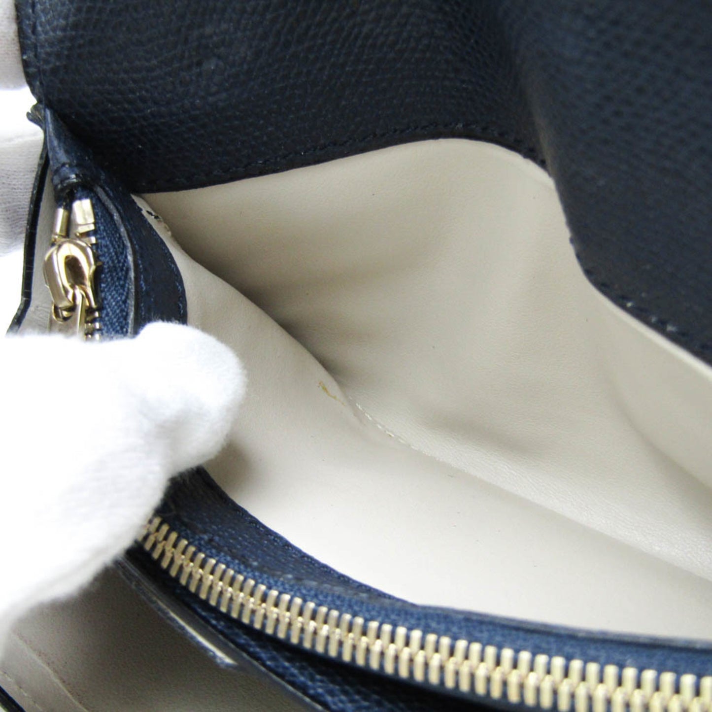 Valextra Punch Long Wallet With Coin Purse/3 Cards V9U14 Men,Women Calfskin Long Wallet (bi-fold) Navy