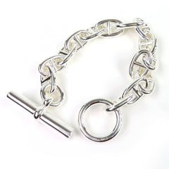 HERMES Chaine d'Ancre MM 925 14-link chain bracelet, 2024 model, silver, weight 50.52g, women's — Like New