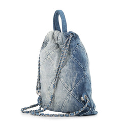 Chanel backpack, 22 Small Denim AS3859, CHANEL handbag, women's — Like New