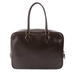 Hermes Plume 32 Handbag, Box Calf Leather, Ebene, □G Stamp, Gold Hardware — Like New