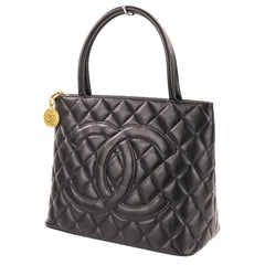 CHANEL Chanel Caviar Skin Matelassé Coco Mark Leather Reissue Tote Handbag A01804 Black Women's — Like New
