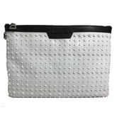 JIMMY CHOO Star Studs DEREK Second Bag Clutch Leather Men's White x Black — New - Store Return