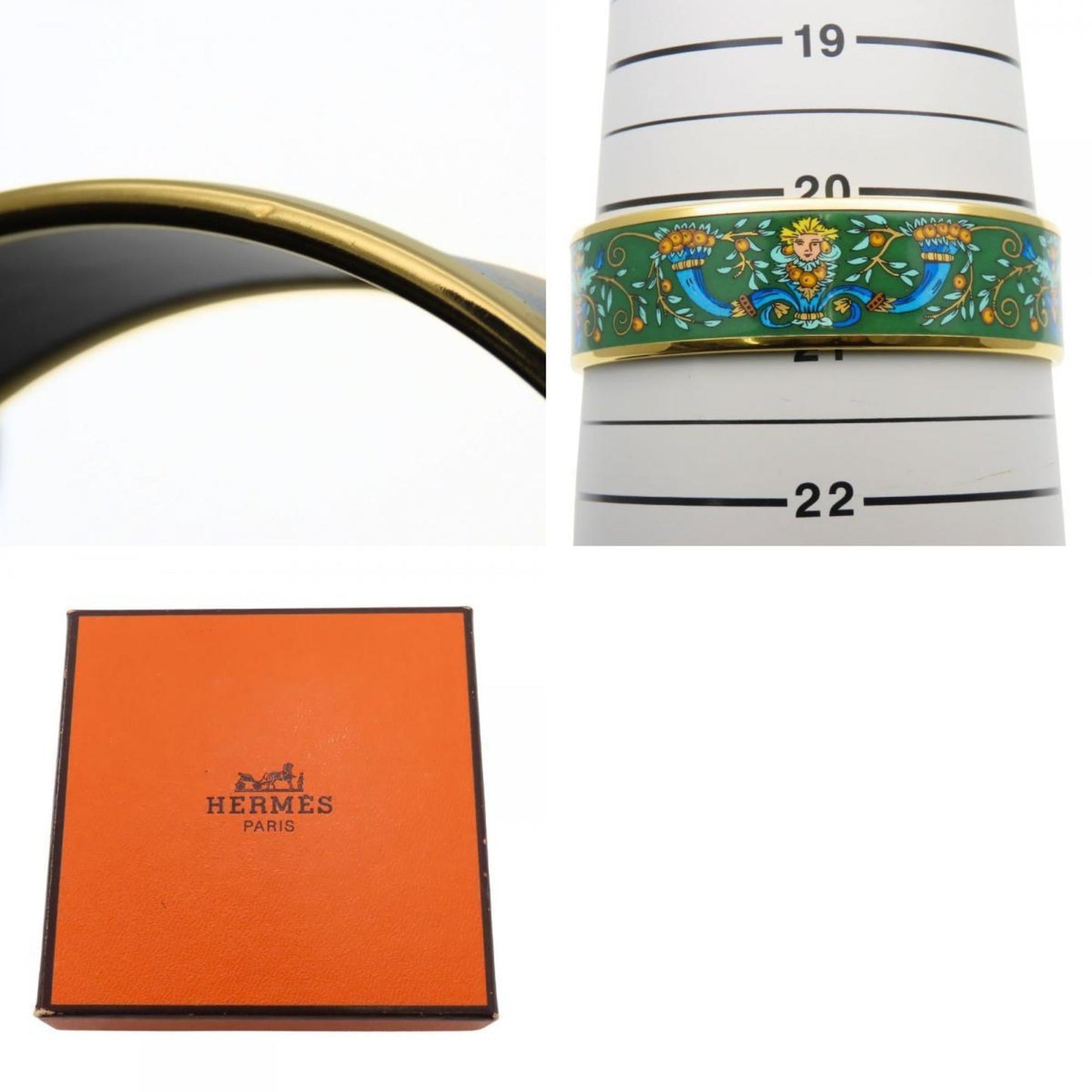 Hermes GM enamel bracelet in green gold and enamel. women's bracelet.