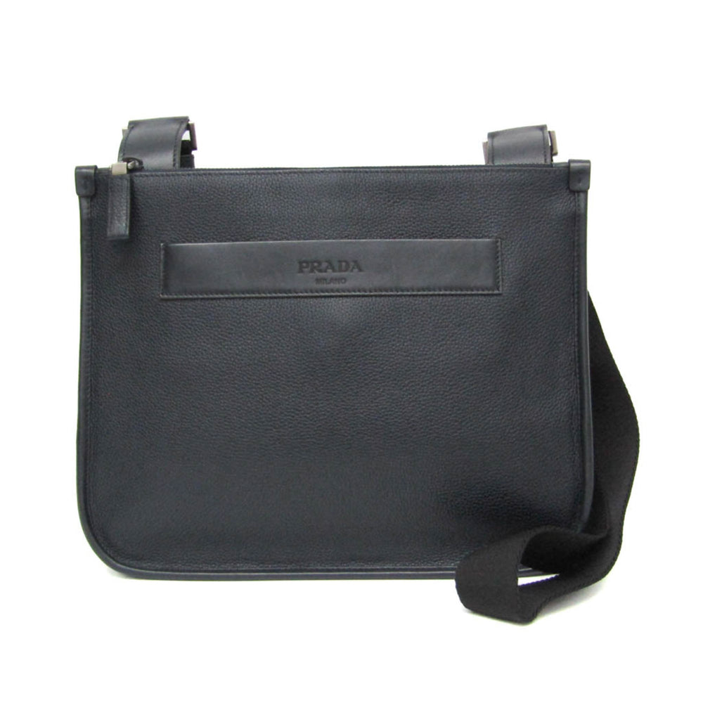 Prada 2VH047 Men's Leather Messenger Bag,Shoulder Bag Black,Dark Navy — Like New