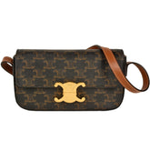 CELINE Triomphe shoulder bag coated canvas leather black — Like New