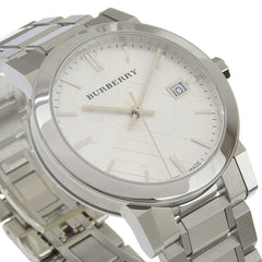 Burberry BU9000 Stainless Steel Watch, Silver, Quartz, Analog Display, Silver Dial, Women's — Very Good