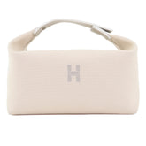 HERMES Bride-à-Brac GM 100% Cotton H Logo Sellier Button Handbag Pouch Ivory Made in France Women's — Like New