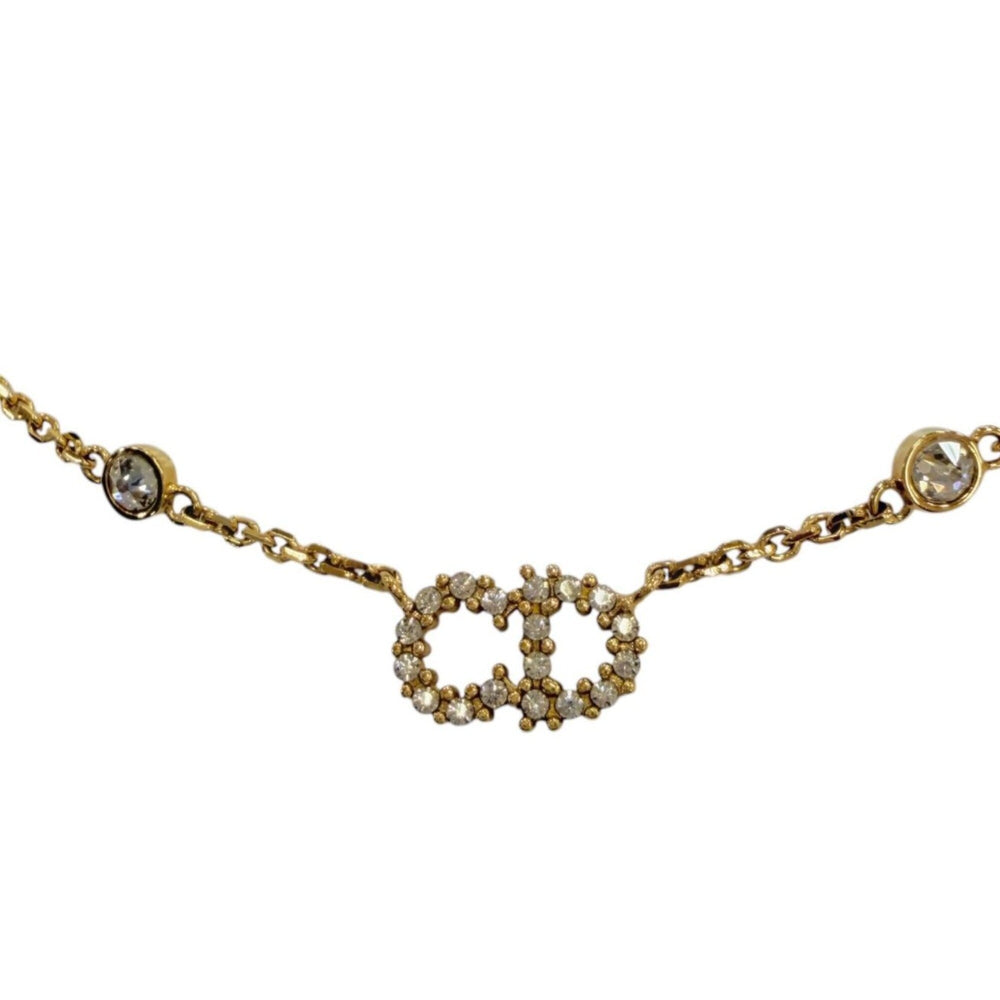 Christian Dior Clair D Lune necklace with CD logo and rhinestones, gold, for women, box — Like New