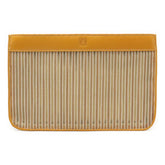 LOEWE Anagram Handbag Pouch Clutch Bag Striped Mesh Leather Mustard — Like New