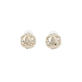 Chanel Earrings, Coco Mark Round Earrings with Rhinestones and Faux Pearls, B25A ABF219, CHANEL for Women — Like New