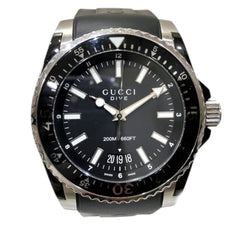 Gucci GUCCI watch, total weight 138.6g, stainless steel, rubber strap, quartz movement, black dial, 136.2 YA136204B — Good