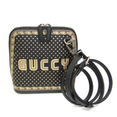 Gucci GUCCY Print 511189 Women's Leather Shoulder Bag Black,Gold — Like New