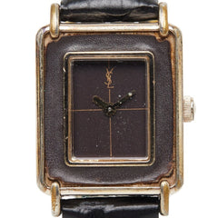 Saint Laurent Macaron Leather-In Watch 4-831268 Quartz Brown Dial Metal Leather Women's SAINT LAURENT — Good