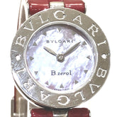 Bulgari Watch, Total Weight 26.8g, Stainless Steel, Genuine Leather Strap, Quartz Movement, Pink Mother-of-Pearl Dial, BZ22S — Good