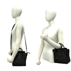 CELINE Luggage Nano Shopper Leather 2-way Handbag Shoulder Bag Mini Tote Brown 42681 — Like New