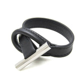 Hermes Leather,Metal Bangle Black,Silver — Like New
