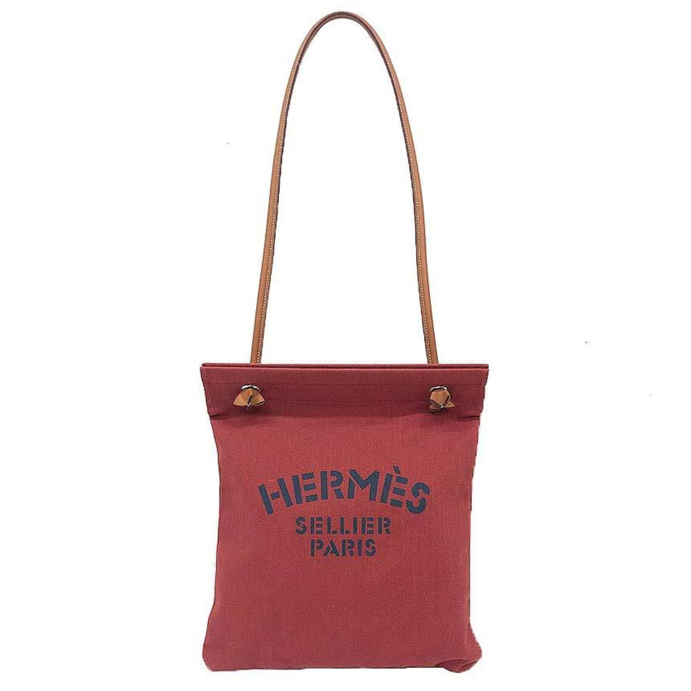 HERMES Sac Aline MM Shoulder Bag, Y Stamp, Toile Chevron Canvas, Red, Hermès — Like New