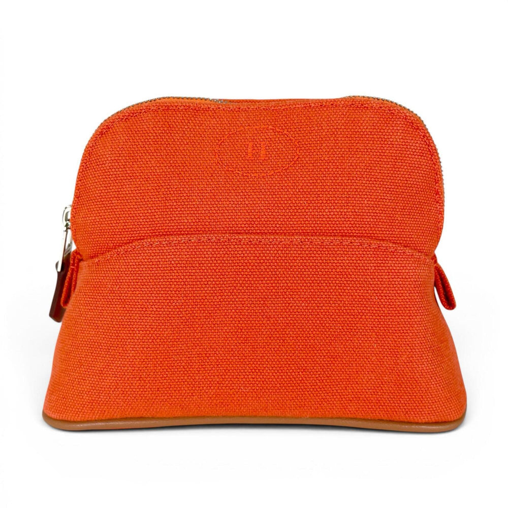 HERMES Bolide Mini Pouch, Toile H, Cosmetic Travel Case, Small Item Orange, Made in France, Women's — Like New