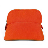 HERMES Bolide Mini Pouch, Toile H, Cosmetic Travel Case, Small Item Orange, Made in France, Women's — Like New