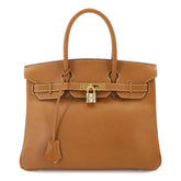 Hermes Birkin 30, Ardennes leather, natural finish, handbag, □B stamp, made in 1998, gold hardware — Like New